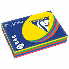 Бумага цветная CLAIREFONTAINE, А4, 80 г/<wbr/>м<sup>2</sup>, 500 л. (5 цветов x 100 л.), микс интенсив, Франция, 1704SC