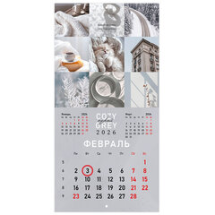 Календарь настенный перекидной 2026 г., BRAUBERG, 12 листов, 28,5&times;28,5 см, &laquo;Color set&raquo;, 116936