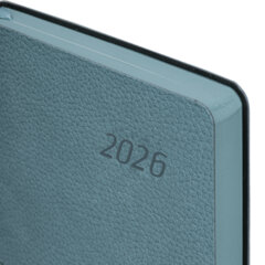 Ежедневник датированный 2026 А5 138&times;213 мм, BRAUBERG &laquo;Stylish&raquo;, под кожу, гибкий, серо-голубой, 117105