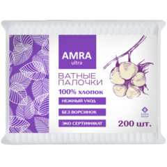 Ватные палочки 200 шт., AMRA, пакет