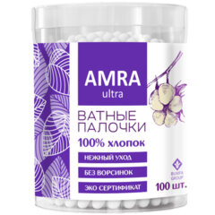 Ватные палочки 100 шт., AMRA, пластиковый стакан