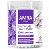 Ватные палочки 100 шт., AMRA, пластиковый стакан
