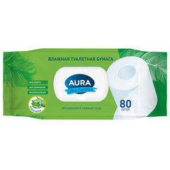 Бумага туалетная влажная 80 шт., AURA &laquo;Ultra Comfort&raquo; с пластиковым клапаном