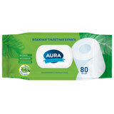 Бумага туалетная влажная 80 шт., AURA "Ultra Comfort" с пластиковым клапаном