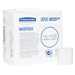 Бумага туалетная листовая KIMBERLY-CLARK Hostess КОМПЛЕКТ 32 шт., 250 листов, 18,6&times;11 см, 2-слойная, 8035