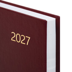 Ежедневник датированный 2027 145&times;215 мм, А5, STAFF, обложка бумвинил, бордовый, 117814
