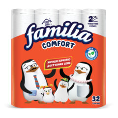 Бумага туалетная бытовая, спайка 32 шт., 2-слойная (32&times;14,8 м), FAMILIA COMFORT, белая