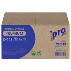 Полотенца бумажные 190 шт., PROtissue (H2) PREMIUM, 2-слойные, белые, КОМПЛЕКТ 21 пачка, 24&times;21,5 см, Z-сложение, С443