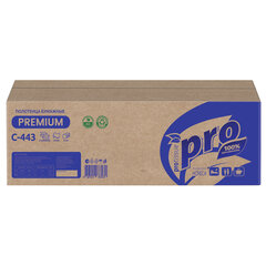 Полотенца бумажные 190 шт., PROtissue (H2) PREMIUM, 2-слойные, белые, КОМПЛЕКТ 21 пачка, 24&times;21,5 см, Z-сложение, С443