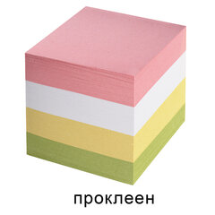 Блок для записей проклеенный, 8&times;8&times;8 см, плотность 65 г/<wbr/>м<sup>2</sup>, цветной, STAFF, 120383