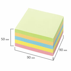 Блок для записей непроклеенный, 9&times;9&times;5 см, плотность 80 г/<wbr/>м<sup>2</sup>, цветной, BRAUBERG, 122339