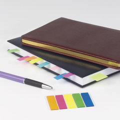 Закладки клейкие неоновые BRAUBERG, 45&times;12 мм, 100 штук (5 цветов х 20 листов), на пластиковом основании, 122706