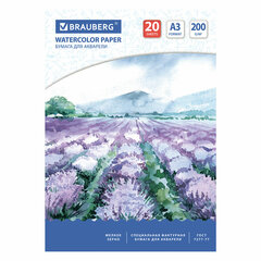 Бумага для акварели БОЛЬШАЯ А3, 20 л., 200 г/<wbr/>м<sup>2</sup>, 297&times;420 мм, BRAUBERG, &laquo;Долина&raquo;, 122908