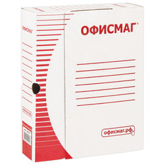 Короб архивный с клапаном А4 (260&times;325 мм), 75 мм, до 700 листов, плотный, микрогофрокартон, БЕЛЫЙ, ОФИСМАГ, 123017