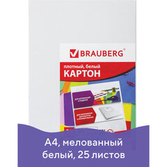 Картон белый А4 МЕЛОВАННЫЙ (белый оборот), 25 листов, BRAUBERG, 210&times;297 мм, 124021