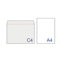 Конверты С4 (229&times;324 мм), отрывная лента, 100 г/<wbr/>м<sup>2</sup>, КОМПЛЕКТ 500 шт.