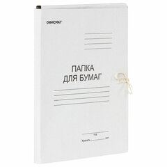 Папка для бумаг с завязками картонная ОФИСМАГ, гарантированная плотность 280 г/<wbr/>м<sup>2</sup>, до 200 листов, 124569