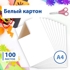Картон для подшивки документов А4, немелованный, 100 листов, 260 г/<wbr/>м<sup>2</sup>, BRAUBERG, 210&times;297 мм, 124877