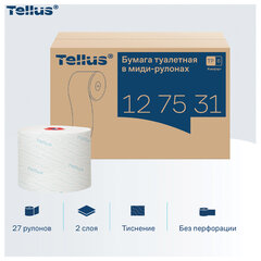 Бумага туалетная 100 м, Tellus/<wbr/>TORK (Система Т6) ADVANCED, КОМПЛЕКТ 27 рулонов, 2-слойная, белая, 127531