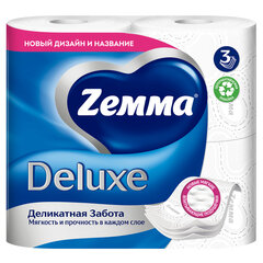 Бумага туалетная 3-слойная, 4 рулона (4&times;18 м), белая, ZEMMA/<wbr/>ZEWA Deluxe, 32281
