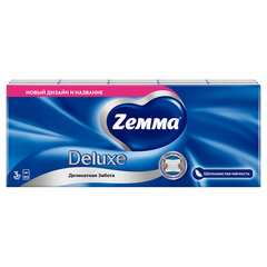 Платочки бумажные носовые ZEMMA/<wbr/>ZEWA Deluxe 3-слойные, СПАЙКА 10 пачек по 10 шт., 21&times;21 см, 511741