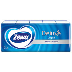 Платочки бумажные носовые ZEMMA/<wbr/>ZEWA Deluxe 3-слойные, СПАЙКА 10 пачек по 10 шт., 21&times;21 см, 511741