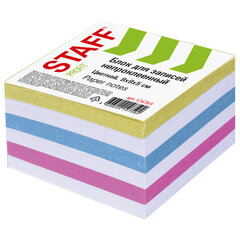 Блок для записей непроклеенный, 9&times;9&times;5 см, плотность 65 г/<wbr/>м<sup>2</sup>, цветной с белым, STAFF, 126365