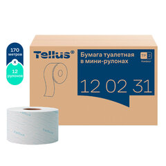 Бумага туалетная 170 метров, Tellus/<wbr/>TORK (Система T2) ADVANCED, КОМПЛЕКТ 12 рулонов, 2-слойная, белая, 120231