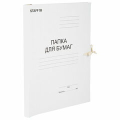 Папка для бумаг с завязками картонная STAFF, гарантированная плотность 220 г/<wbr/>м<sup>2</sup>, до 200 л., 126525