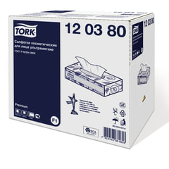 Салфетки косметические 100 штук в картонном боксе, 2-слойные, Tellus/<wbr/>TORK Premium (Система F1), 120380
