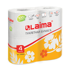Бумага туалетная бытовая, спайка 4 шт., 2-х слойная, (4&times;19 м), LAIMA, белая, 126904