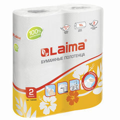 Полотенца бумажные бытовые, спайка 2 шт., 2-х слойные, (2&times;18 м), LAIMA, 22&times;23 см, белые, 126906