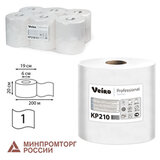 Полотенца бумажные с центральной вытяжкой 200 м, VEIRO (Система M2) COMFORT, 1-слойные, белые, КОМПЛЕКТ 6 рулонов, KP210