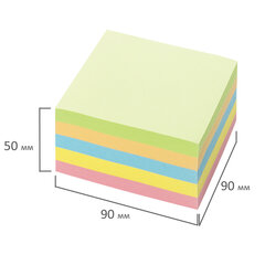 Блок для записей непроклеенный, 9&times;9&times;5 см, плотность 80 г/<wbr/>м<sup>2</sup>, цветной, ОФИСМАГ, 127801