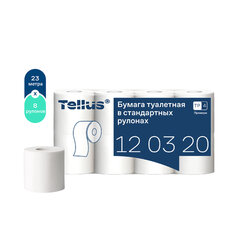 Бумага туалетная Tellus/<wbr/>TORK (Система T4) PREMIUM, спайка 8 рулонов по 23 метра, 2-слойная, белая, 120320