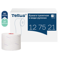 Бумага туалетная 90 м, Tellus/<wbr/>TORK (Система Т6) PREMIUM, КОМПЛЕКТ 27 рулонов, 2-слойная, белая, 127520/<wbr/>127521