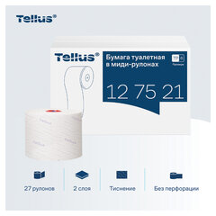 Бумага туалетная 90 м, Tellus/<wbr/>TORK (Система Т6) PREMIUM, КОМПЛЕКТ 27 рулонов, 2-слойная, белая, 127520/<wbr/>127521