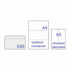 Конверты E65 (110&times;220 мм), отрывная лента, &laquo;Куда-Кому&raquo;, 80 г/<wbr/>м<sup>2</sup>, КОМПЛЕКТ 1000 шт., внутренняя запечатка Е65.02СКК