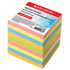 Блок для записей проклеенный, 9&times;9&times;9 см, плотность 80 г/<wbr/>м<sup>2</sup>, цветной, BRAUBERG, 129207