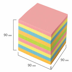 Блок для записей проклеенный, 9&times;9&times;9 см, плотность 80 г/<wbr/>м<sup>2</sup>, цветной, BRAUBERG, 129207