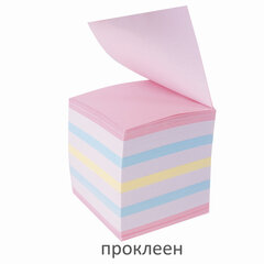Блок для записей проклеенный, 9&times;9&times;9 см, плотность 65 г/<wbr/>м<sup>2</sup>, цветной с белым, STAFF, 129208