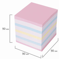 Блок для записей проклеенный, 9&times;9&times;9 см, плотность 65 г/<wbr/>м<sup>2</sup>, цветной с белым, STAFF, 129208