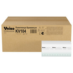 Полотенца бумажные 250 шт., VEIRO (H3) BASIC, 1-слойные, цвет натуральный, КОМПЛЕКТ 20 пачек, 21&times;21,6, V-сложение, KV104