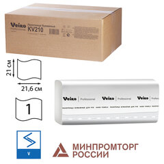 Полотенца бумажные 250 шт., VEIRO (H3) COMFORT, 1-слойные, белые, КОМПЛЕКТ 20 пачек, 21&times;21,6, V-сложение, KV210