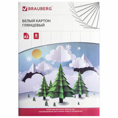 Картон белый БОЛЬШОГО ФОРМАТА, А3, МЕЛОВАННЫЙ (глянцевый), 8 листов, BRAUBERG, 297&times;420 мм, &laquo;Зимняя сказка&raquo;, 129901