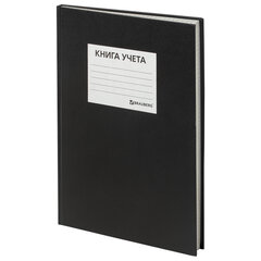 Книга учета 144 л., клетка, твердая, бумвинил, офсет, наклейка, А4 200&times;290 мм, BRAUBERG, черный,130225