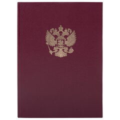 Книга учета 96 л., клетка, твердая, бумвинил, офсет, герб, А4 (200&times;290 мм), BRAUBERG, бордовая, 130276