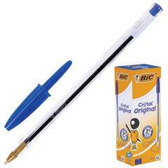 Ручка шариковая BIC &laquo;Cristal&raquo;, СИНЯЯ, корпус прозрачный, узел 1 мм, линия письма 0,32 мм, 847898/<wbr/>528921