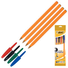 Ручки шариковые BIC &laquo;Orange Original&raquo;, НАБОР 4 ЦВЕТА, узел 0,8 мм, линия 0,3 мм, пакет, 8308541/<wbr/>516337