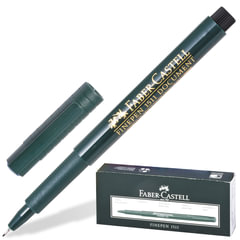 Ручка капиллярная (линер) FABER-CASTELL &laquo;Finepen 1511&raquo;, ЧЕРНАЯ, корпус темно-зеленый, линия 0,4 мм, 151199